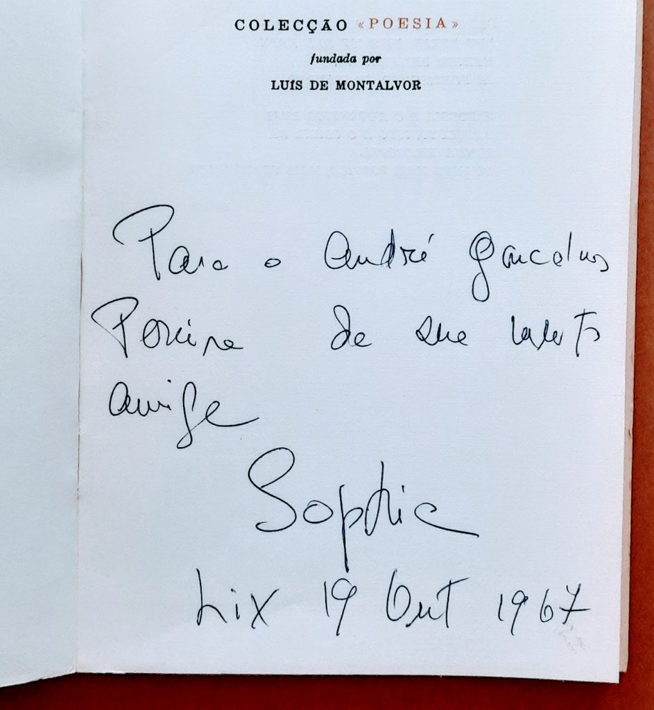 Dedicatória de Sophia de Mello Breyner em Geografia